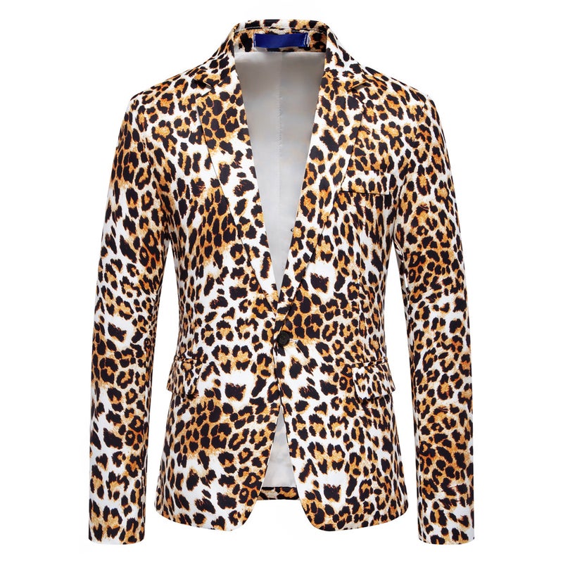 Foreign Trade Men''s Suit 2025 Spring and Autumn New -size Leopard Print Nightclub Suit Dress Performance Coat Men''s Jacket - Image 1