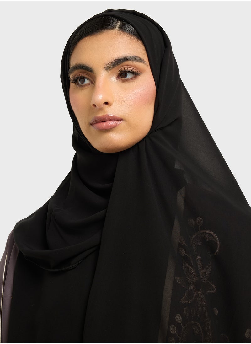hayas closet Floral Embroidered Open Type Abaya  - Image 4