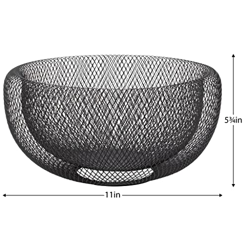 Torre Tagus Torre & Tagus 11 Inch Black Double Wall Wire Mesh Metal Decorative Bowl, Modern Fruit Bowl Basket for Kitchen Island, Dining Room Table, Entryway Console, Great Room Accent Table, Home Office Decor - Image 2