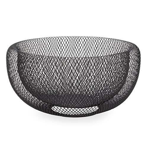 Torre Tagus Torre & Tagus 11 Inch Black Double Wall Wire Mesh Metal Decorative Bowl, Modern Fruit Bowl Basket for Kitchen Island, Dining Room Table, Entryway Console, Great Room Accent Table, Home Office Decor - Image 1