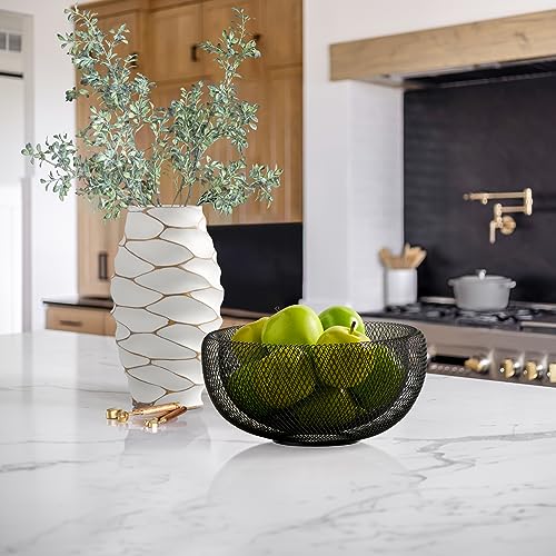Torre Tagus Torre & Tagus 11 Inch Black Double Wall Wire Mesh Metal Decorative Bowl, Modern Fruit Bowl Basket for Kitchen Island, Dining Room Table, Entryway Console, Great Room Accent Table, Home Office Decor - Image 5