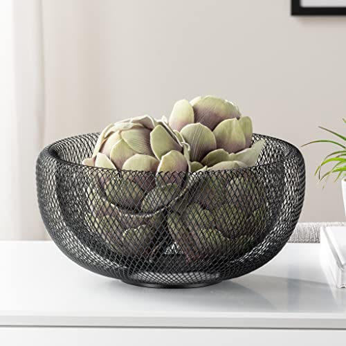 Torre Tagus Torre & Tagus 11 Inch Black Double Wall Wire Mesh Metal Decorative Bowl, Modern Fruit Bowl Basket for Kitchen Island, Dining Room Table, Entryway Console, Great Room Accent Table, Home Office Decor - Image 3