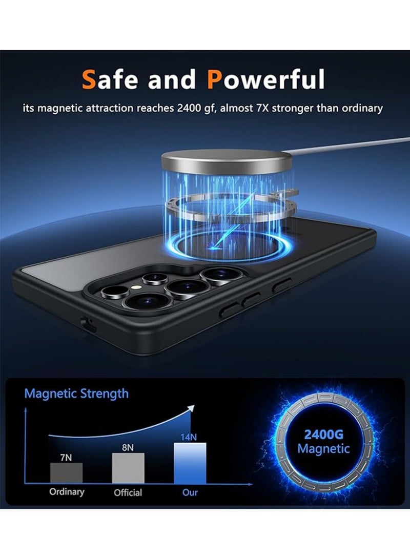 X-level Samsung S25 Ultra Case,Compatible with MagSafe,Magnetic Translucent Matte Back Shockproof Cover with Strong Magnet,Slim Thin Full Protection Phone Case for Galaxy S25 Ultra 5G (Black) - Image 3