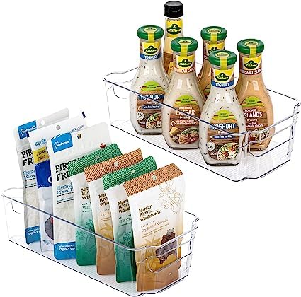 Dhadh Dhadh Refrigerator Organizer Bins 2pcs Clear Plastic Bins For Fridge Freezer Kitchen Cabinet Pantry Organization and Storage Refrigerator Organizer Bins Pack of 2  - Image 1