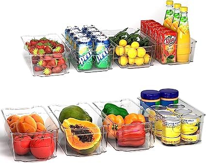 Dhadh Dhadh Refrigerator Organizer Bins 2pcs Clear Plastic Bins For Fridge Freezer Kitchen Cabinet Pantry Organization and Storage Refrigerator Organizer Bins Pack of 2  - Image 3