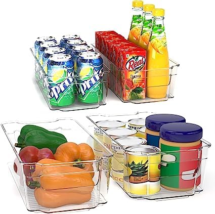 Dhadh Dhadh Refrigerator Organizer Bins 2pcs Clear Plastic Bins For Fridge Freezer Kitchen Cabinet Pantry Organization and Storage Refrigerator Organizer Bins Pack of 2  - Image 4