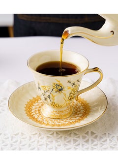 WangPangZi Luxury Ceramic Coffee Cup 180 ml with Saucer - Elegant Design for Gifts, Cafes and Home Decor  - Image 1