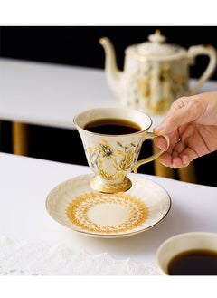 WangPangZi Luxury Ceramic Coffee Cup 180 ml with Saucer - Elegant Design for Gifts, Cafes and Home Decor  - Image 4