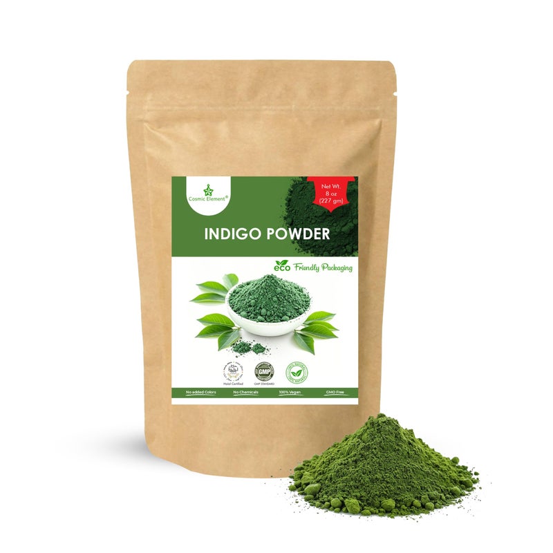 Cosmic Element Organic Indigo Powder for Hair Natural Indigo Hair Dye for Men Women NonGMO Vegan Color Boosting Powder for Growth Great for Soap Making DIY Beauty 8 oz