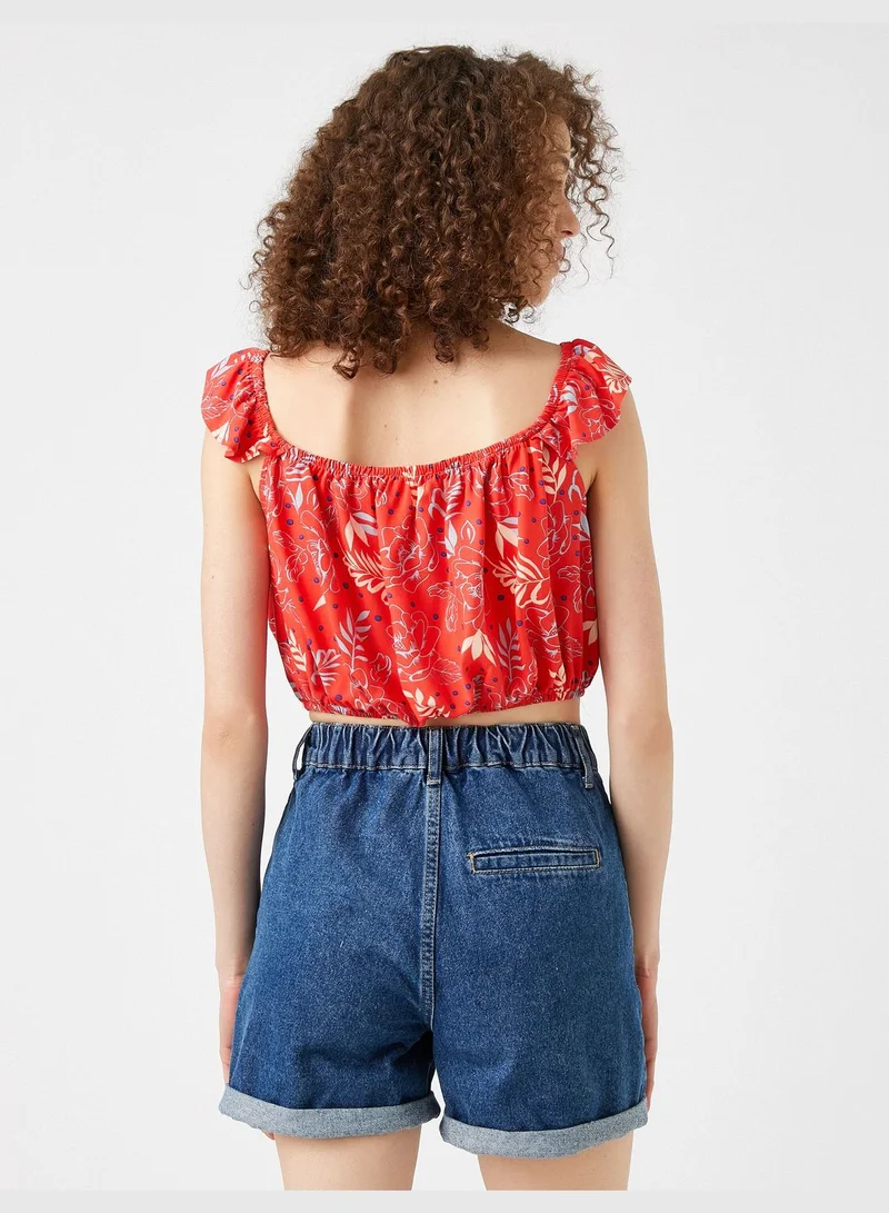 KOTON Crop Blouse Printed