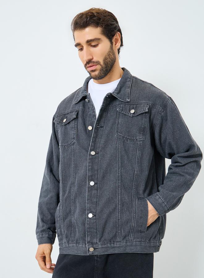 ستايلي جاكيت دنيم واسع مع جيوب - Image 3