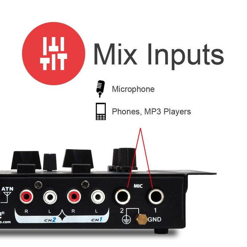 Pyle Wireless DJ Audio Mixer - 3 Channel Bluetooth Compatible DJ Controller Sound Mixer, Mic-Talkover, USB Reader, Dual RCA Phono/Line In, Microphone Input, Headphone Jack, Black - PMX7BU.5 - Image 3