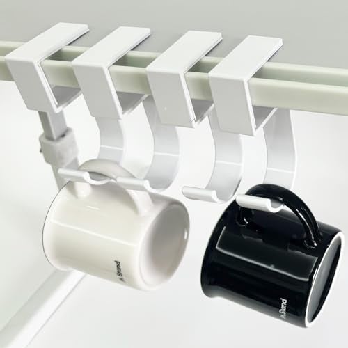 OURASHERO 4Pcs Desk Hook Nail Free Clamp-On Under Desk Schoolbag and Handbag Hanger - Suitable for under 3cm/1.18 inch Thick Plate (4 White) - Image 5