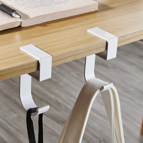 OURASHERO 4Pcs Desk Hook Nail Free Clamp-On Under Desk Schoolbag and Handbag Hanger - Suitable for under 3cm/1.18 inch Thick Plate (4 White) - Image 4