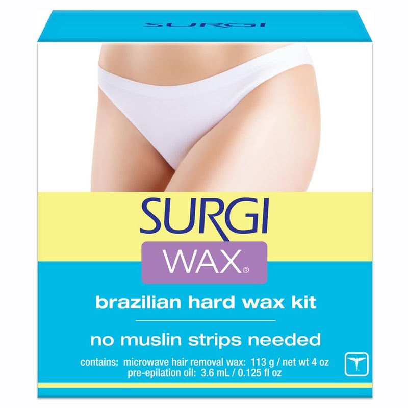 Surgiwax SURGI WAX Brazilian Hard Wax Kit 4oz Waxing Kit for Hair Removal with preelipation Oil 82563