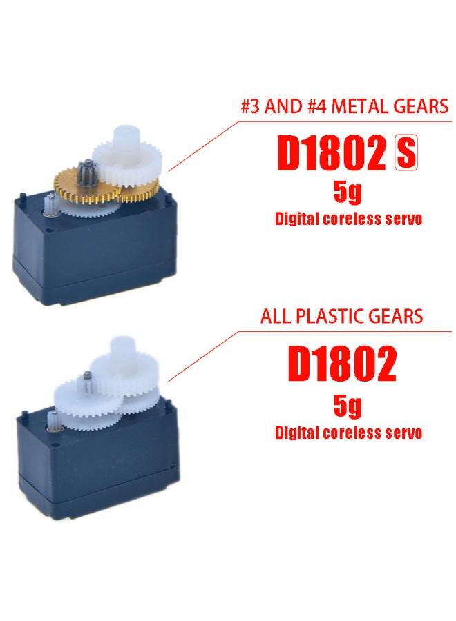 Afrc-D1802 5g Micro Small Servo Digital Coreless Servo Indoor Aircraft Helicopter Mosquito Car Modification-Color:1.5 Plug-Specification:D1802 (digital Plastic Teeth)