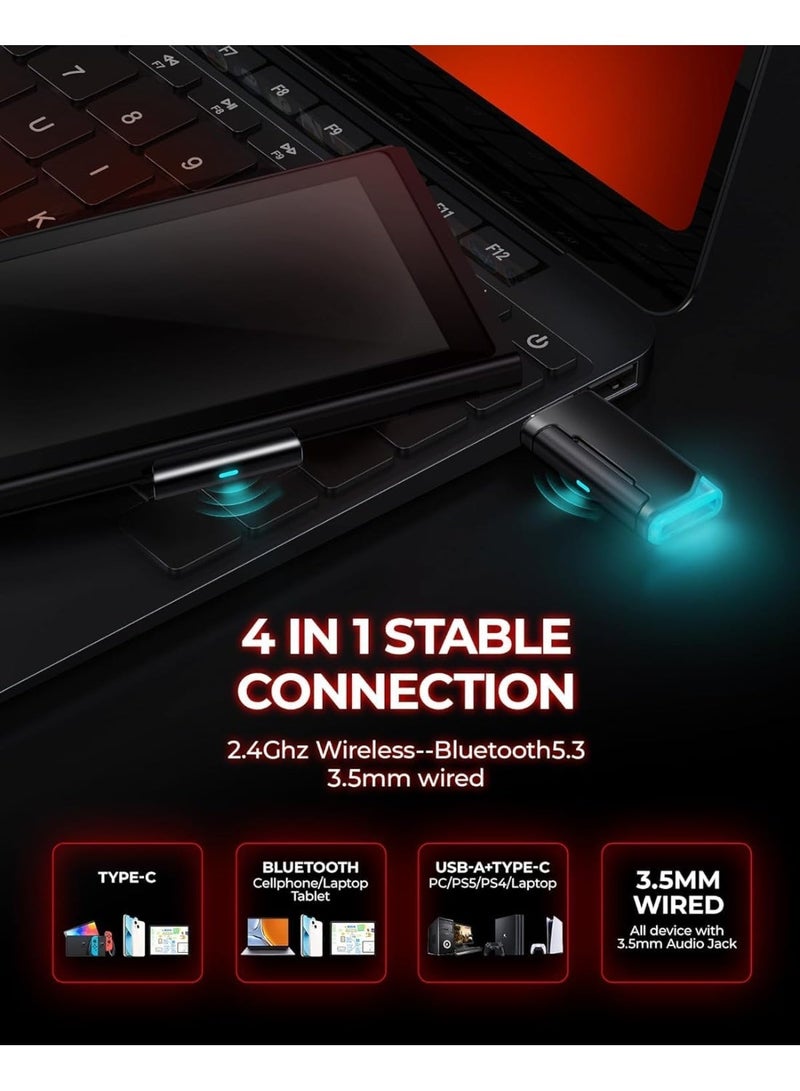 بيكن سماعة أذن بيكن G2 قيمنق سماعة ألعاب لاسلكية محيطية صوتية 7.1 سماعة ألعاب USB بتردد 2.4 جيجاهيرتز مع بلوتوث 5.4 بطارية 100 ساعة ميكروفون بإلغاء الضوضاء (ENC) ​​إضاءة RGB، سماعة لاسلكية لـ PC PS5 PS4 Mac سويت اللون اسود - Image 3