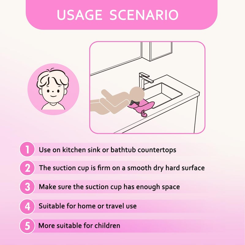 Nolasalon Portable Shampoo Basin for Kids, Baby, Children,Tear Free Hair Washing Basin Tray at Home (Pink) - Image 2