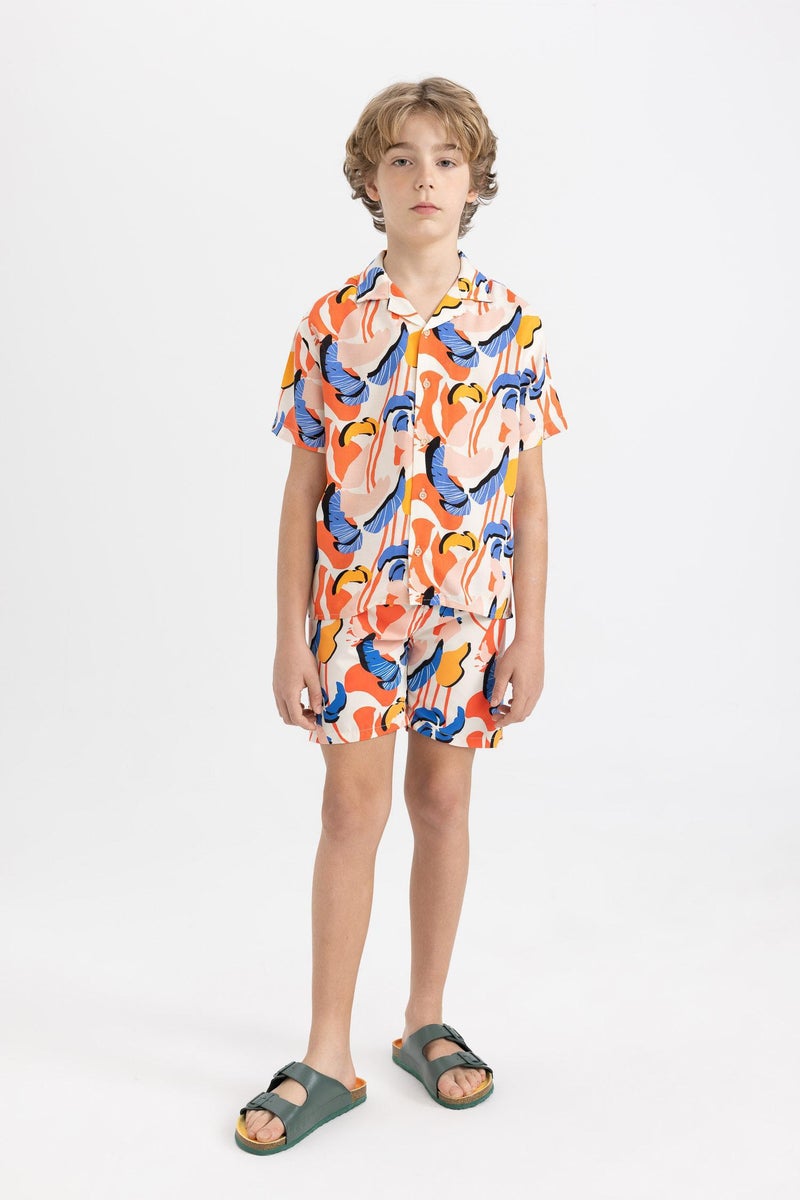 DeFacto Beige Boy Boy Patterned Swim Shorts Casual - Image 1