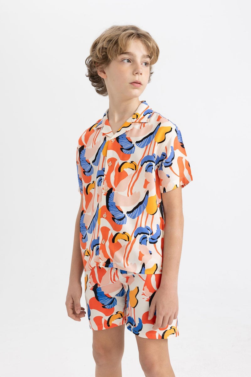 DeFacto Beige Boy Boy Patterned Swim Shorts Casual - Image 4