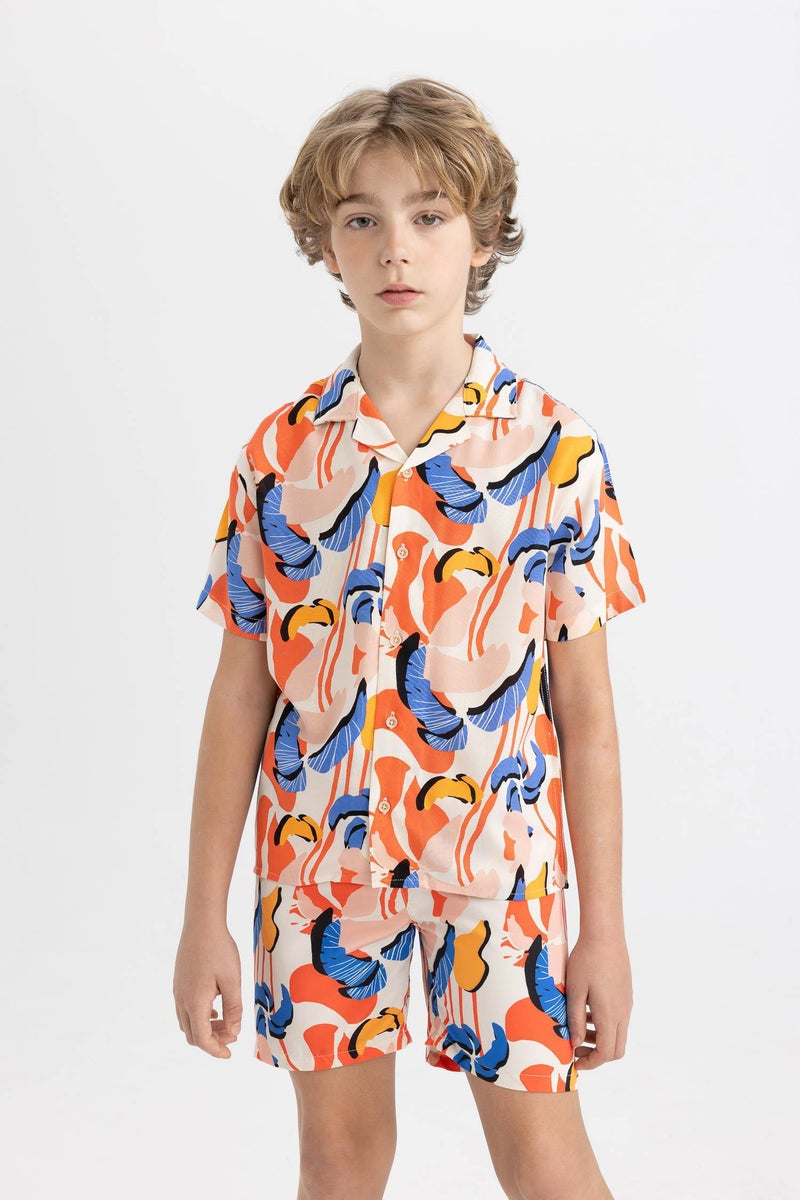DeFacto Beige Boy Boy Patterned Swim Shorts Casual - Image 3