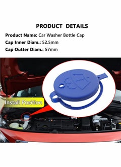 Y&D Windscreen Washer Wiper Fluid Reservoir Tank Bottle Cap, Replacement for Ford Focus Citroen C5 C6 Peugeot 407 5008 Exact Fit, Cap Inner Diameter 52.5mm (2-1/16 inch), 1 Pack  - Image 3