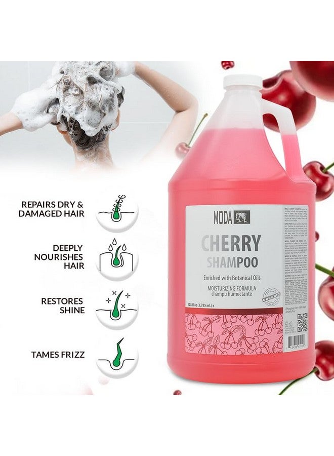 MODA - Moisturizing Shampoo For All Hair Types, Cherry, 128 Oz, Professional - Deeply Cleanses And Conditions, Strengthens, Restores And Shine Your Hair