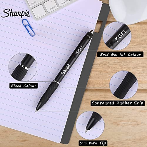 SHARPIE Black Colour Gel Pen Set for Students| Water Proof ink for Smooth & Comfortable Writing Experience| Office Stationery | 0.5 MM |Pack of 4 - Image 4