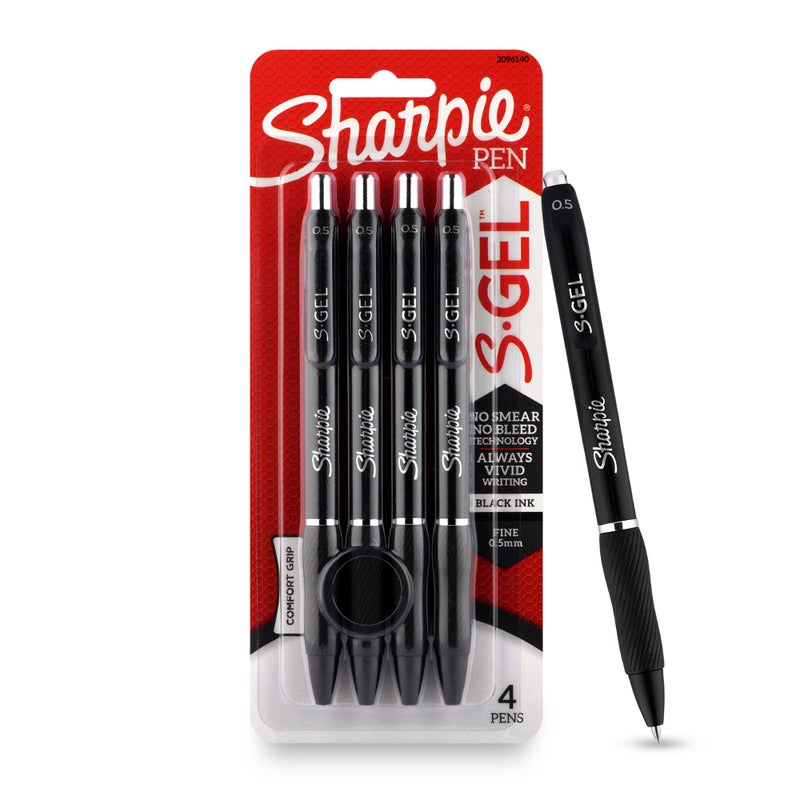 SHARPIE Black Colour Gel Pen Set for Students| Water Proof ink for Smooth & Comfortable Writing Experience| Office Stationery | 0.5 MM |Pack of 4 - Image 3