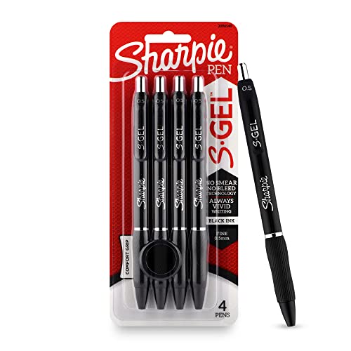 SHARPIE Black Colour Gel Pen Set for Students| Water Proof ink for Smooth & Comfortable Writing Experience| Office Stationery | 0.5 MM |Pack of 4 - Image 2