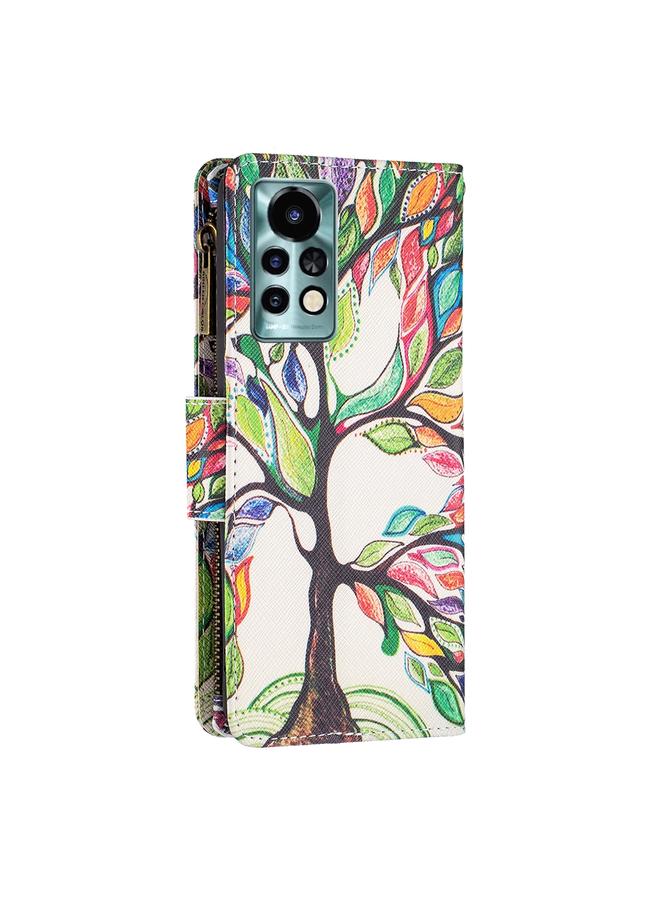 زبون جراب لهاتف Infinix Note 11 Pro بنمط رسم ملون وسحاب من الجلد - Image 3