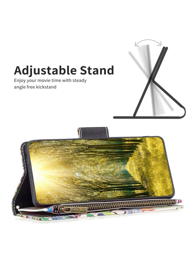 زبون جراب لهاتف Infinix Note 11 Pro بنمط رسم ملون وسحاب من الجلد - Image 4