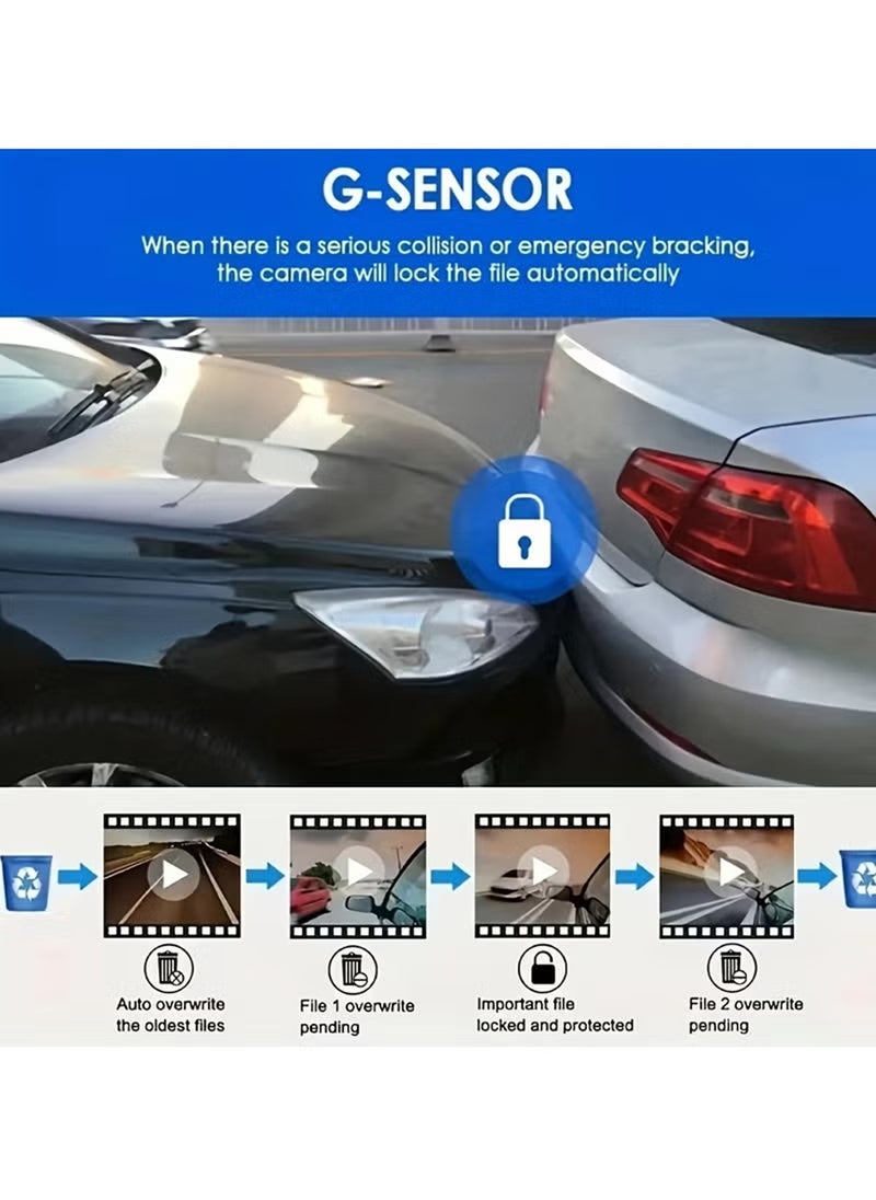 EzzySo - 1080P Dual Camera Dash Cam for Cars, Front and Inside Recording, Loop Recording, 3.16 Inch IPS Screen, Dual Lens Dashboard Video Cam with 64G Memory Card Included - Image 1