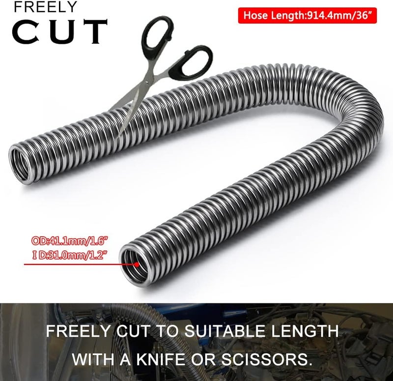 Hypertune Universal 36" Stainless Steel Radiator Flexible Coolant Water Hose Kit W Cap Clamp Silver - Image 3