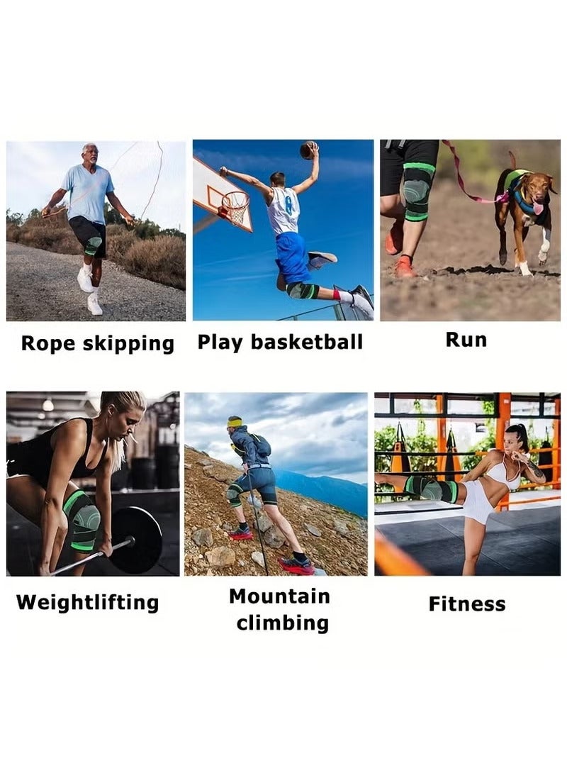 ATRJSZ 2pcs Sports Knee Pad for Men & Women Pressurized Elastic Knee Pad Support Fitness Gear Basketball Volleyball Brace Tennis Cycling Protector(M) - Image 3