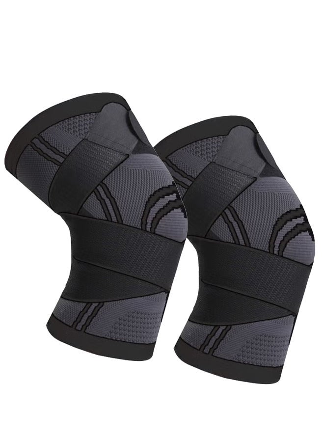 ATRJSZ 2pcs Sports Knee Pad for Men & Women Pressurized Elastic Knee Pad Support Fitness Gear Basketball Volleyball Brace Tennis Cycling Protector(M) - Image 1