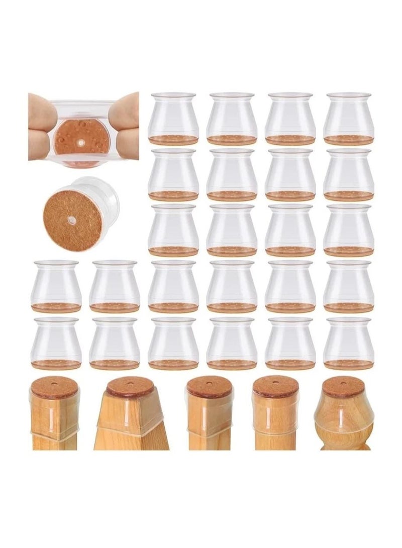 24 Pack Chair Leg Floor Protectors, for Hardwood Floor Silicone Covers, Protect Wood Floor Tile Floor Scratches Felt Pads Furniture Leg Covers - Image 1