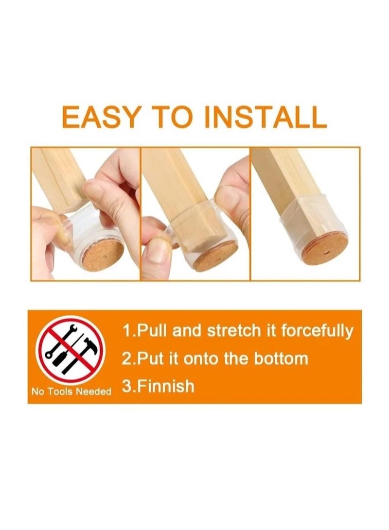 24 Pack Chair Leg Floor Protectors, for Hardwood Floor Silicone Covers, Protect Wood Floor Tile Floor Scratches Felt Pads Furniture Leg Covers - Image 4