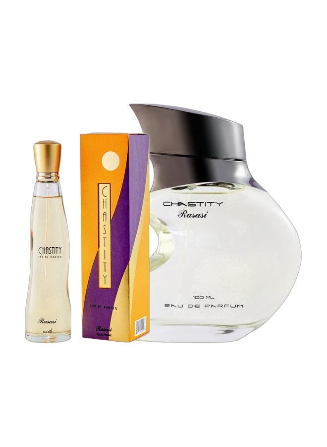 Rasasi Chastity Eau De Parfum Perfume For Men 100ml & Chastity EDP Perfume for Women 100ml combo  - Image 1