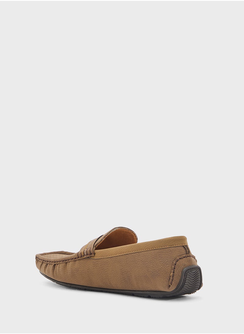 Robert Wood Saddle Detail Textuted Loafers  - Image 2