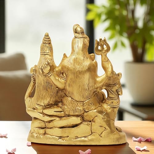 SHANTI Brass Shiv Parivar Murti for Home Puja, Shiva Parvati Statue with Family, Idol for House Warming Gift & Décor Height:- 5.9 Inche - Image 4