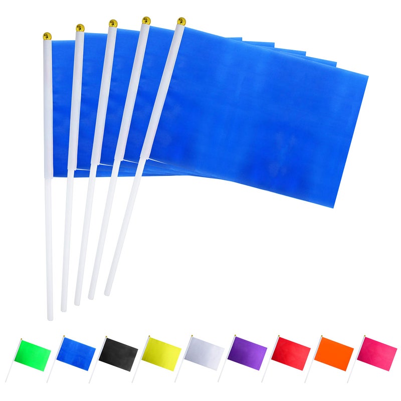 Consummate 25 Pack Solid Blue Flag Small Mini Plain Blue DIY Flags On StickParty Decorations for ParadesGrand OpeningKids BirthdayParty Events Celebration 82 x 55 inchs118 inchs - Image 3