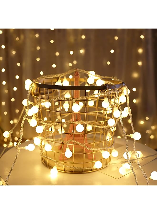 erorex Curtain Decorative String Lights Window Curtain Fairy String Lights Outdoor Ramadan String Lights 10M 80 Leds Battery Operated Night Light For Ramadan Wedding Party Home White Ball - Image 1