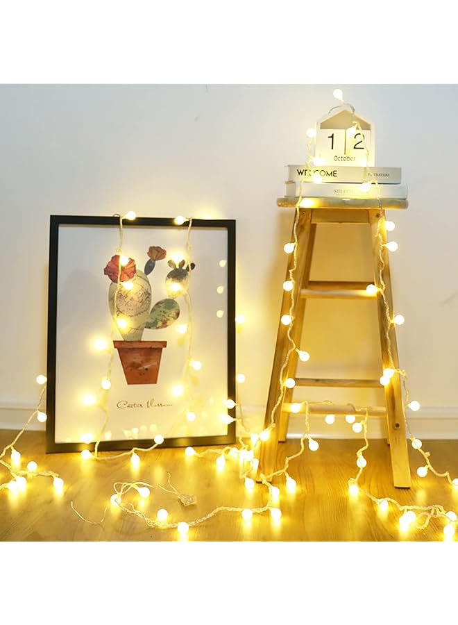 erorex Curtain Decorative String Lights Window Curtain Fairy String Lights Outdoor Ramadan String Lights 10M 80 Leds Battery Operated Night Light For Ramadan Wedding Party Home White Ball - Image 4