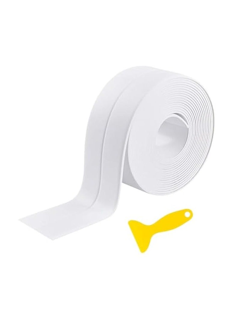 erorex Caulk Strip, 11ft Self Adhesive Caulk Strip Sealant Tape for Kitchen, Bathroom, Toilet, Wall Corner with Sealing Tool - White - Image 1