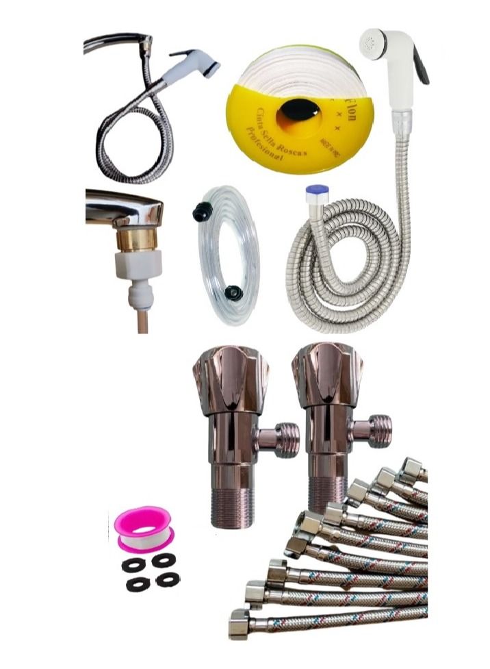 100% Professional choice 10 flexible connections, 2 valves, 2 hand shattafs, 1.5 nickel hose, 5 meter hose, and Teflon