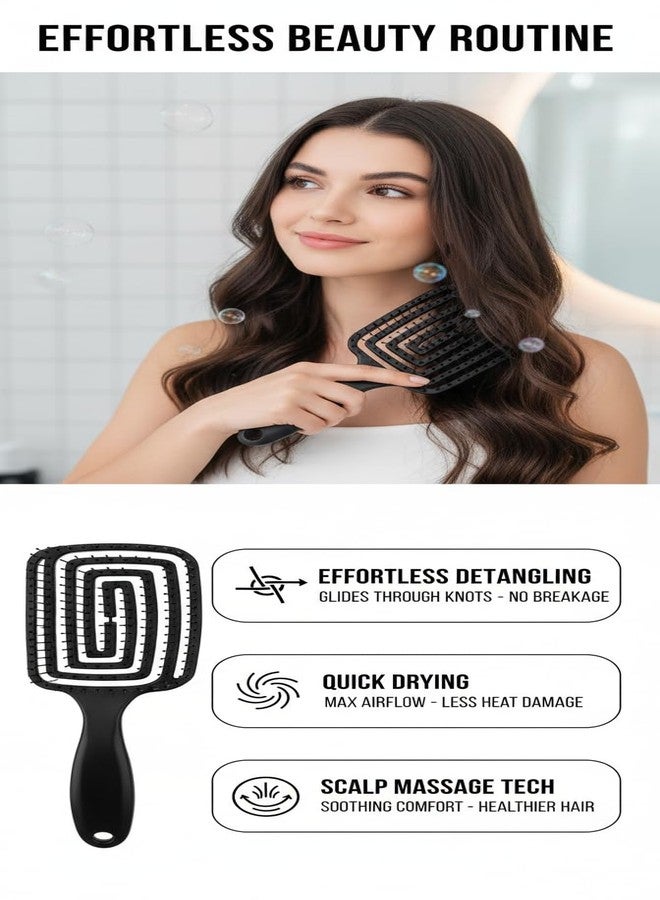 Akado Premium Black 3D Hair Brush for Styling, Detangling and Grooming for Men and Women |Straightens & Detangles Curly Hairs | Reduces Hair Breakage and Promotes Hair Growth | Best Hair Brush for All Hair Types (MIHB0015) (square) - Image 4