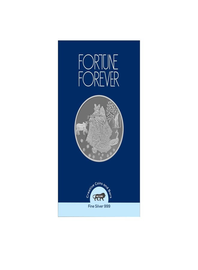 FORTUNE FOREVER عملة فضية نقية من FORTUNE FOREVER، وزنها 20 غراماً، تحمل صورة رادها كريشنا، ومختومة بختم BIS، من نوع Chandi Sikka، مع بطاقة تغليف، مثالية كهدية أو استثمار أو مناسبة للاحتفال بعيد ديوالي أو دانتيراس (نقاء 999) (20 غراماً من الفضة). - Image 1