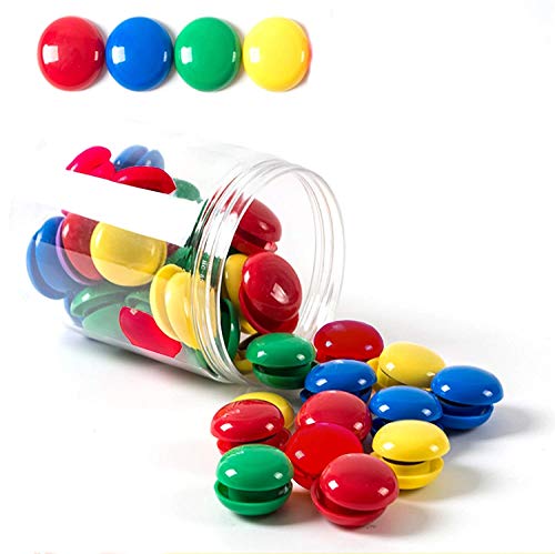 Tiberham Notice Board/Planning Magnets, Tiberham 80 Pack 20 mm Round Plastic Covered Magnetic Buttons, Refrigerator Whiteboard Magnets for School Office Home - 4 Assorted Colors - Image 1