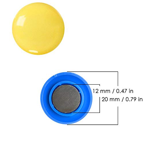 Tiberham Notice Board/Planning Magnets, Tiberham 80 Pack 20 mm Round Plastic Covered Magnetic Buttons, Refrigerator Whiteboard Magnets for School Office Home - 4 Assorted Colors - Image 2